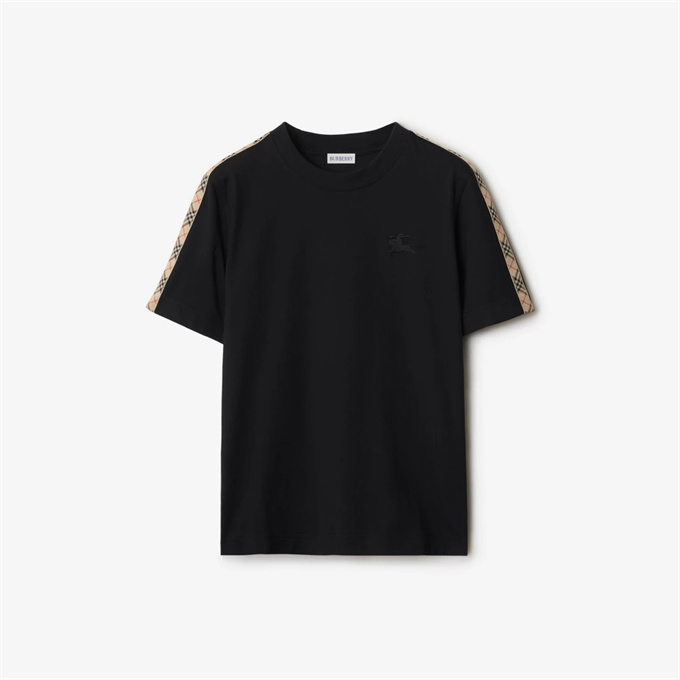 burberry check panel ekd embroidery cotton t-shirt